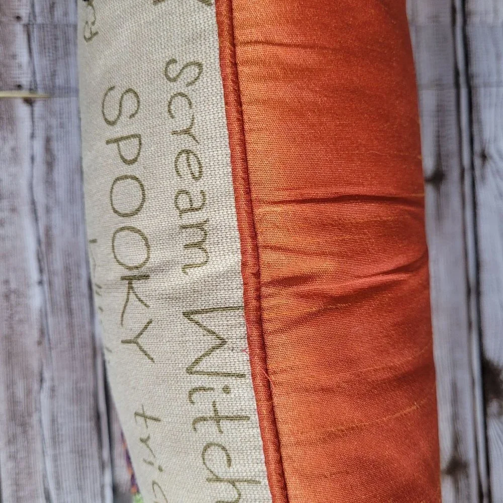 Pier 1 Halloween Boo spellout Spider Multi material pillow 17x11
